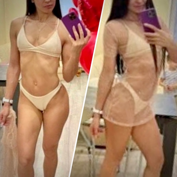 🌟Beige 3pack Bikini Swimsuit with Cover-up🌟 - Picture 7 of 16